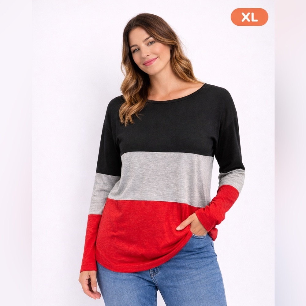 Colorblock Long Sleeve Top sweater XL